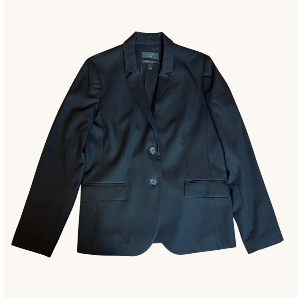 J. Crew Women's Wool Blazer Size 10 Black 1035 Super 120s Stretch Classic